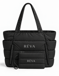 RÉVA Quilted Tote Bag & Pouch Set - Black