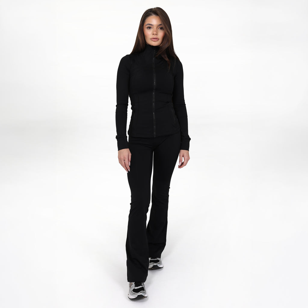 Black Sculpt Flare Trousers